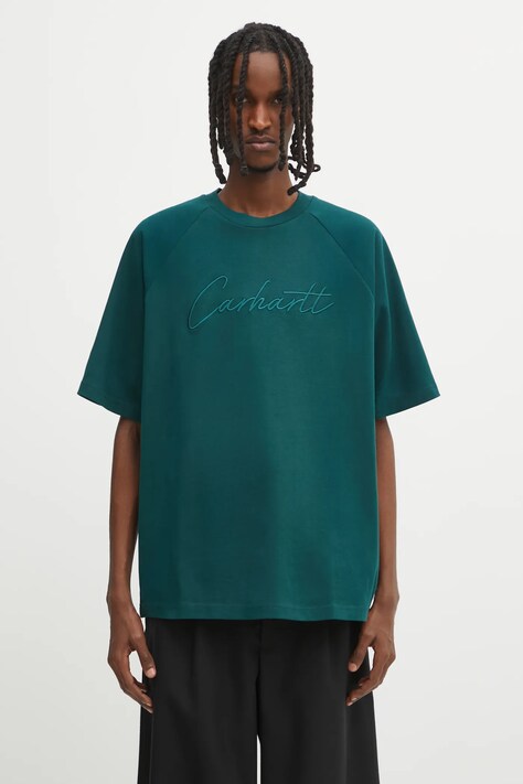 Carhartt WIP t-shirt bawełniany S/S Ray T-Shirt męski kolor zielony z aplikacją I035306.05AXX
