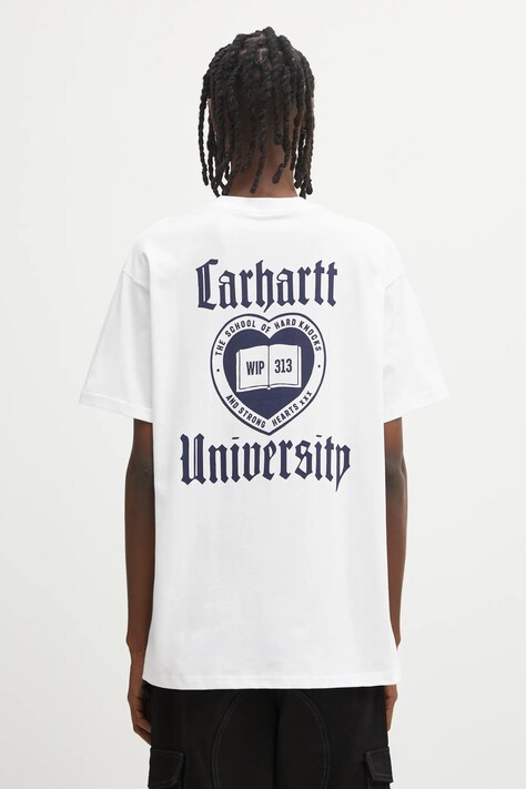 Carhartt WIP t-shirt bawełniany S/S Schooling T-Shirt męski kolor biały z nadrukiem I035453.02XX