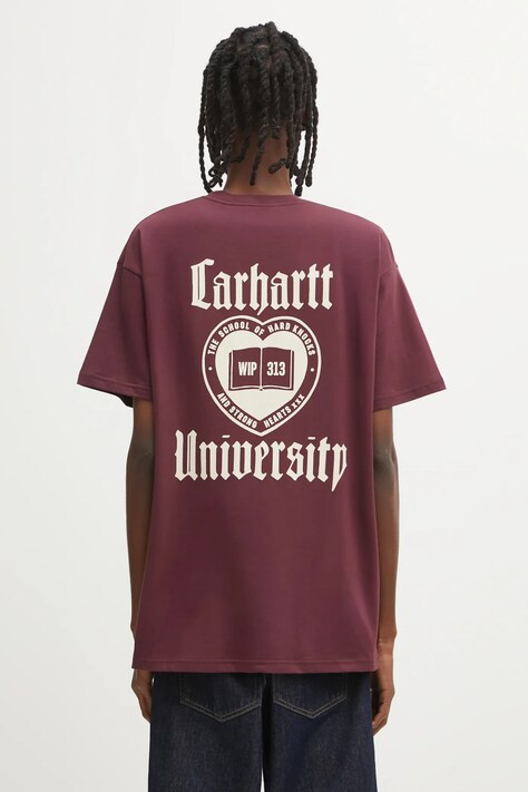 Carhartt WIP t-shirt bawełniany S/S Schooling T-Shirt męski kolor bordowy gładki I035453.33KXX