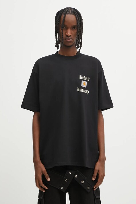 Carhartt WIP t-shirt bawełniany S/S Schooling Heart T-Shirt męski kolor czarny z nadrukiem I035455.89XX