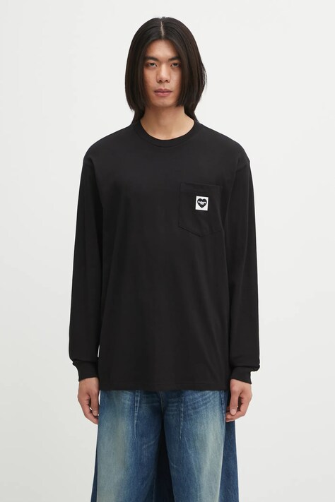 Bavlnené tričko s dlhým rukávom Carhartt WIP L/S Pocket Heart T-Shirt čierna farba, jednofarebné, I035300.00EXX