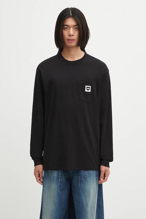 Bavlněné tričko s dlouhým rukávem Carhartt WIP L/S Pocket Heart T-Shirt černá barva, I035300.00EXX