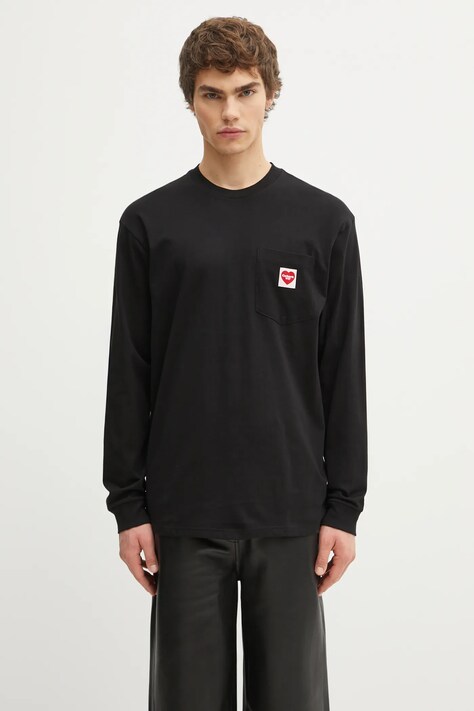Carhartt WIP longsleeve bawełniany L/S Pocket Heart T-Shirt kolor czarny gładki I035300.1V2XX