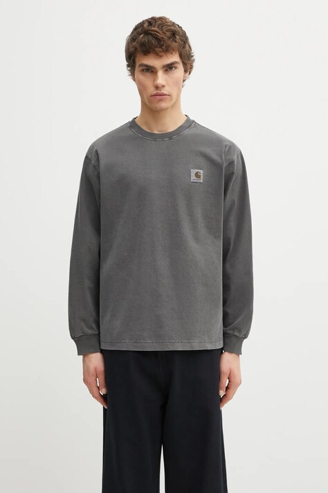 Carhartt WIP longsleeve bawełniany L/S Vista T-Shirt kolor szary z aplikacją I030779.89GD