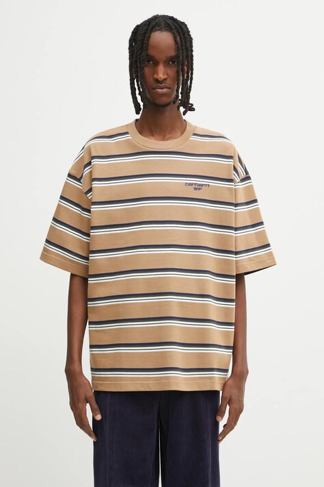 Carhartt WIP t-shirt bawełniany S/S Holm T-Shirt męski kolor brązowy I035302.37AXX