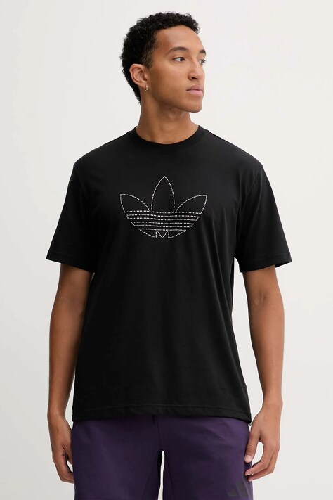 adidas Originals tricou din bumbac Studded culoarea negru, cu imprimeu, JY2806