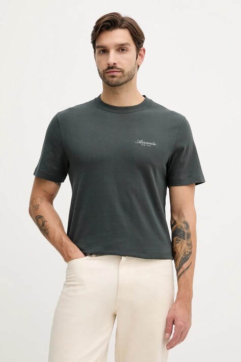 Abercrombie & Fitch t-shirt bawełniany 3-pack męski kolor zielony z nadrukiem KI123-5084-100