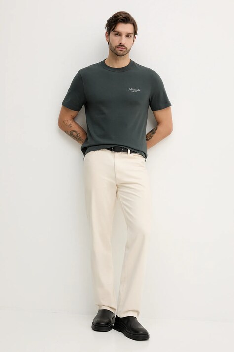 Abercrombie & Fitch t-shirt bawełniany 3-pack męski kolor zielony z nadrukiem KI123-5084-100
