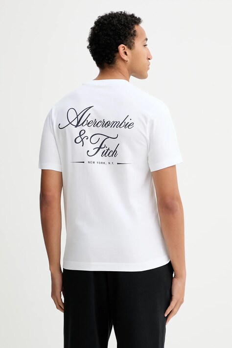 Abercrombie & Fitch t-shirt bawełniany męski kolor biały z nadrukiem KI123-5255-100