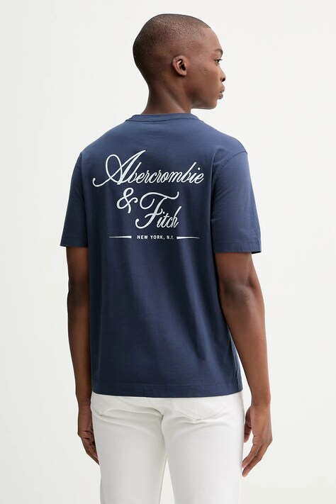 Βαμβακερό μπλουζάκι Abercrombie & Fitch ανδρικό, χρώμα: μπλε, KI123-5255-200