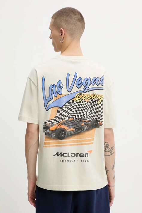 Hollister Co. t-shirt bawełniany męski kolor beżowy z nadrukiem KI323-5318-178