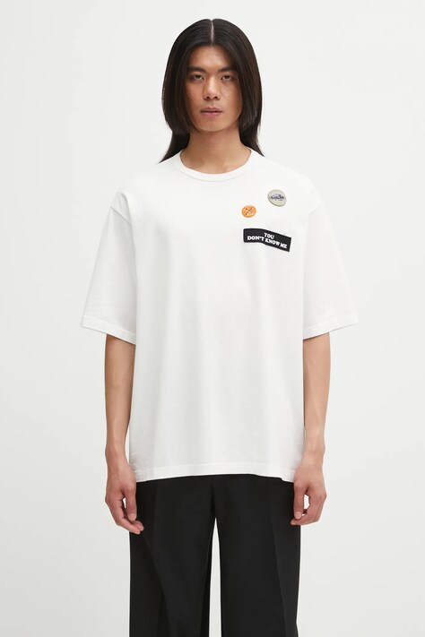 Undercover t-shirt bawełniany T.Shirt męski kolor biały z aplikacją UP2E4812