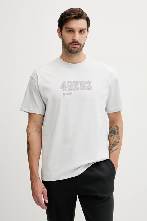 Nike t-shirt bawełniany Essential SS HeavyMax 90 męski kolor szary z nadrukiem 01AY-0BB-9B-9P7