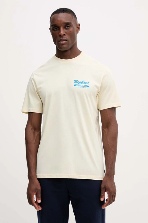 Βαμβακερό μπλουζάκι Rip Curl ανδρικό, χρώμα: μπεζ, 0U7MTE