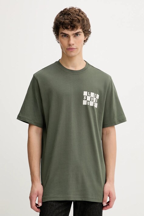 Les Deux t-shirt bawełniany Rook męski kolor zielony wzorzysty 1000833