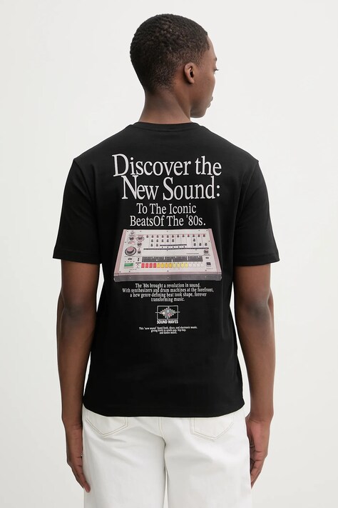 Памучна тениска United Colors of Benetton в черно с принт 3MI5U10BG