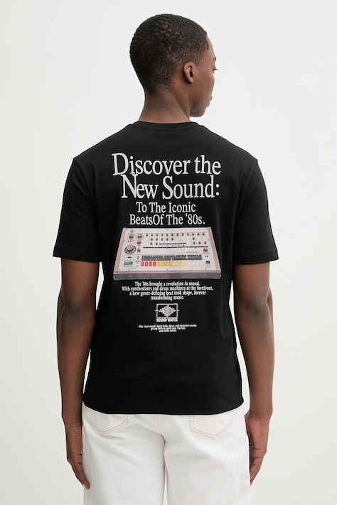 Памучна тениска United Colors of Benetton в черно с принт 3MI5U10BG