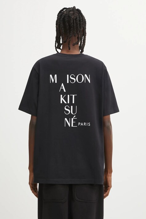 Maison Kitsuné t-shirt bawełniany Crossword Comfort męski kolor czarny z nadrukiem PM00112KJ7025