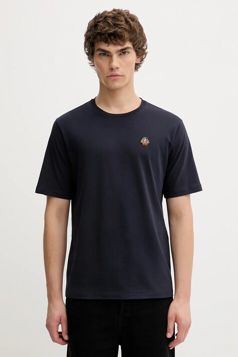 Bally t-shirt bawełniany męski kolor granatowy gładki MJE0AY
