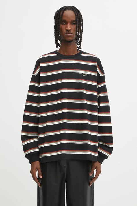 Carhartt WIP longsleeve bawełniany L/S Holm kolor czarny wzorzysty I035303.37DXX