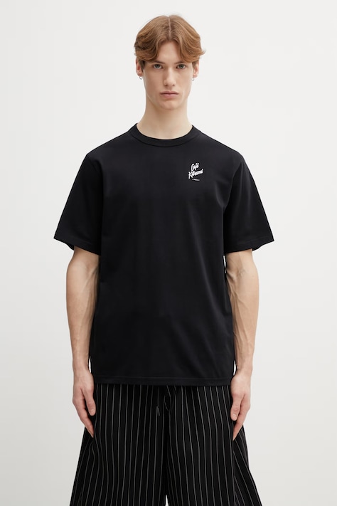 Café Kitsuné t-shirt bawełniany Relax męski kolor czarny z nadrukiem PU00105KJ7014
