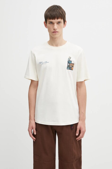 Filling Pieces t-shirt bawełniany Speaker Wall męski kolor beżowy z nadrukiem 422520500239