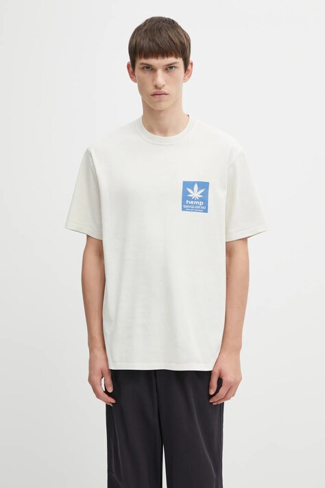 Gramicci t-shirt bawełniany Hemp męski kolor beżowy z nadrukiem G5FU.T081