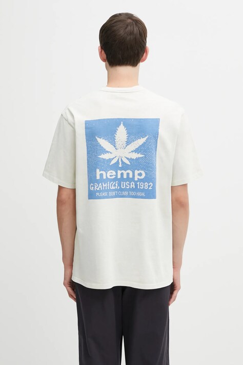 Gramicci t-shirt bawełniany Hemp męski kolor beżowy z nadrukiem G5FU.T081
