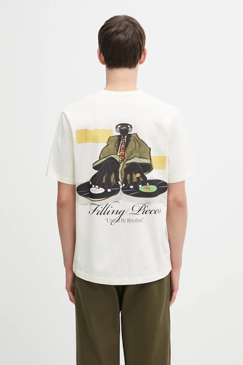 Хлопковая футболка Filling Pieces T-shirt DJ цвет бежевый с принтом 422520500241