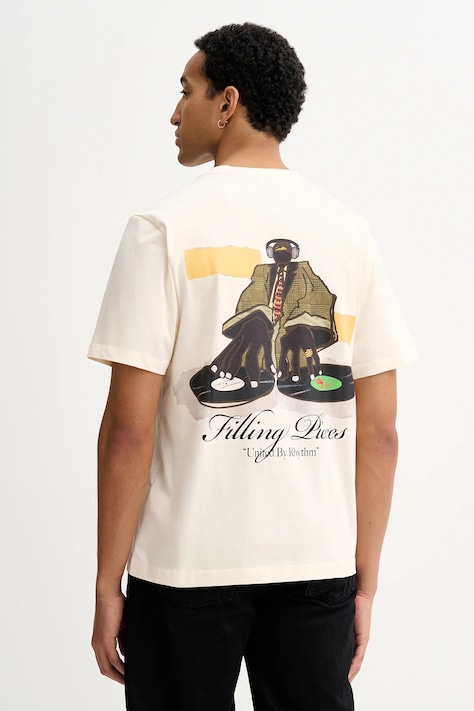 Bavlněné tričko Filling Pieces T-shirt DJ pánské, béžová barva, s potiskem, 422520500241
