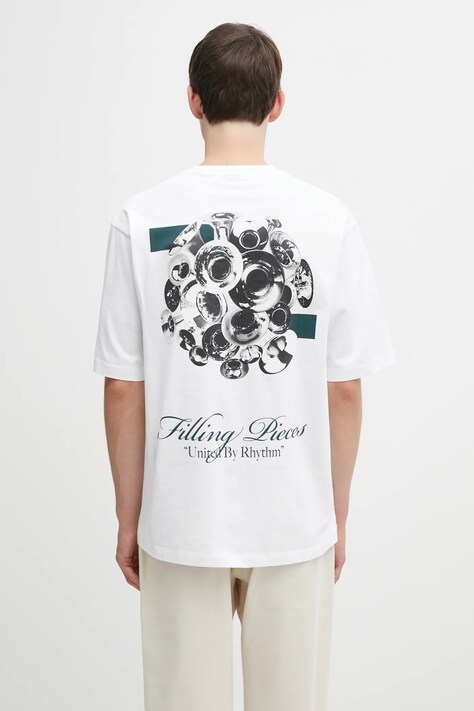 Filling Pieces t-shirt bawełniany Boxy Bouquet męski kolor biały z nadrukiem 422520501122