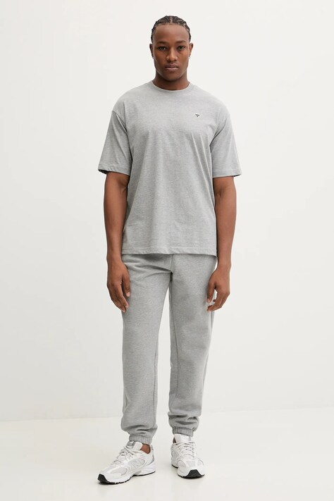 Hummel t-shirt bawełniany męski kolor szary gładki 230780