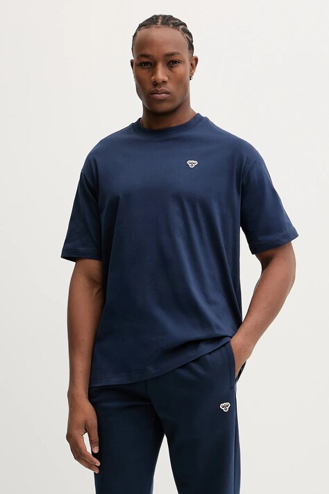 Hummel t-shirt bawełniany męski kolor niebieski gładki 230780