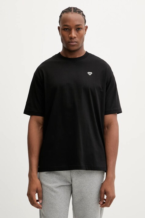 Hummel t-shirt bawełniany męski kolor czarny gładki 230780