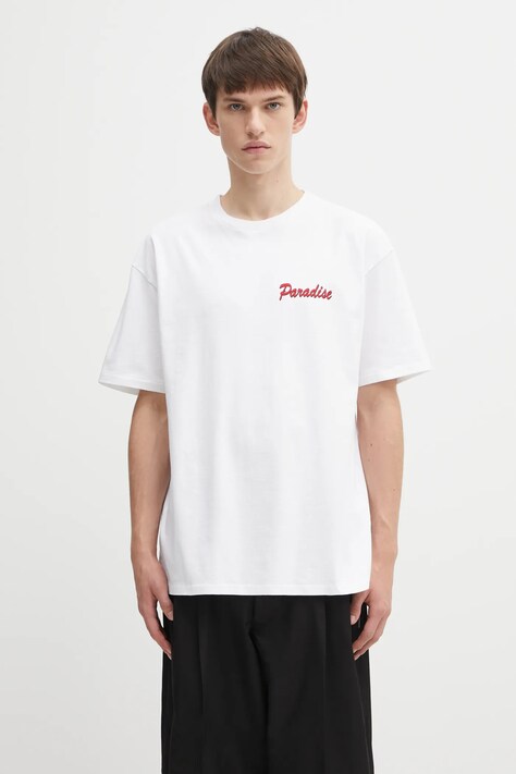 Wacko Maria t-shirt bawełniany męski kolor biały z nadrukiem 25FW-WMT-WT10