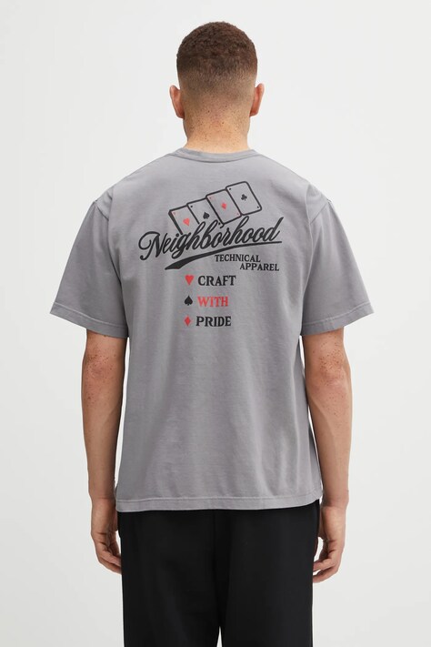 NEIGHBORHOOD t-shirt bawełniany NH. TEE SS-8 męski kolor szary z nadrukiem 252PCNH.ST08