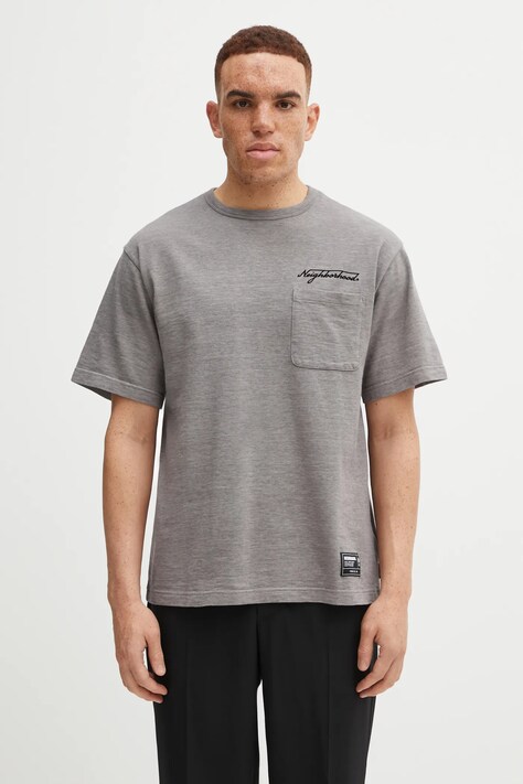 NEIGHBORHOOD t-shirt bawełniany HEATHER FABRIC męski kolor szary z nadrukiem 252UWNH.CSM10