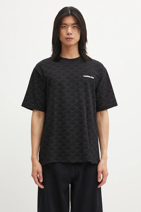 A Bathing Ape t-shirt bawełniany College Monogram Logo męski kolor czarny wzorzysty 001CSL301316M