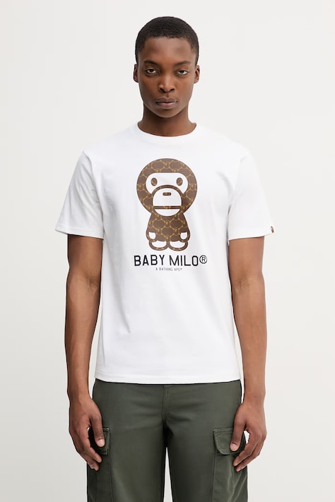 A Bathing Ape cotton t-shirt Palm Tree Camo black color with a print 001CSL301317M