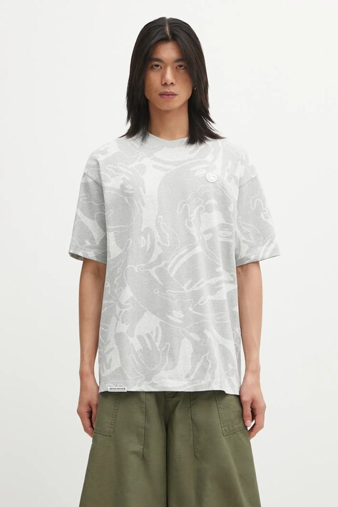 AAPE t-shirt bawełniany Now męski kolor szary wzorzysty AAPTEM1602XAO