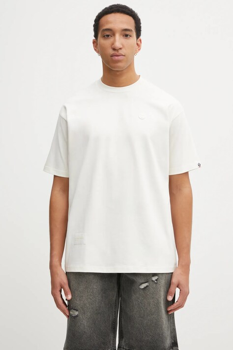 AAPE t-shirt bawełniany Now męski kolor beżowy z nadrukiem AAPTEM1606XXO