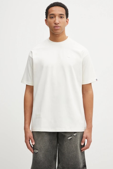 AAPE t-shirt bawełniany Now męski kolor beżowy z nadrukiem AAPTEM1606XXO