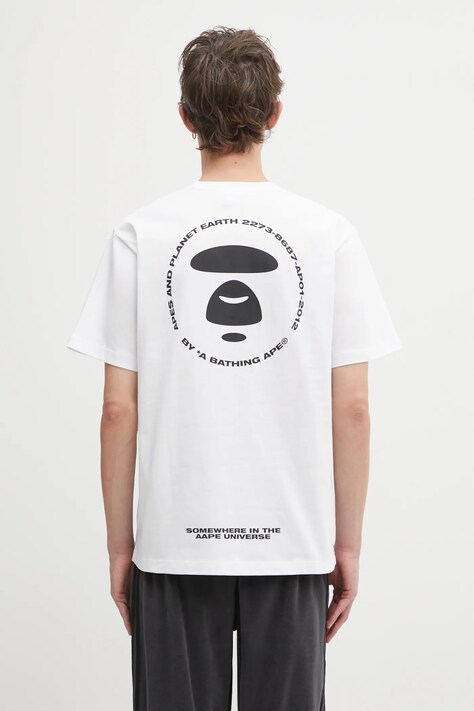 AAPE t-shirt bawełniany Basic męski kolor biały z nadrukiem AAPTEM1647XXO