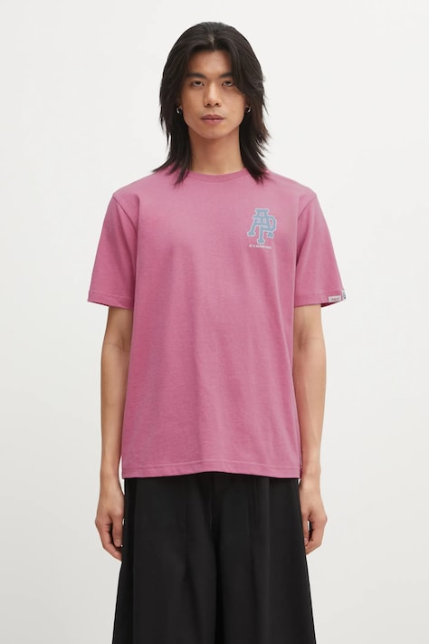 AAPE cotton t-shirt Basic pink color with a print AAPTEM1732XAP
