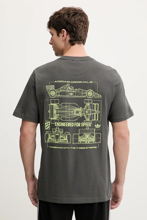 adidas Originals t-shirt bawełniany Racing Car męski kolor szary z nadrukiem KY2924
