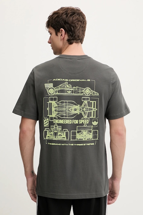 adidas Originals t-shirt bawełniany Racing Car męski kolor szary z nadrukiem KY2924