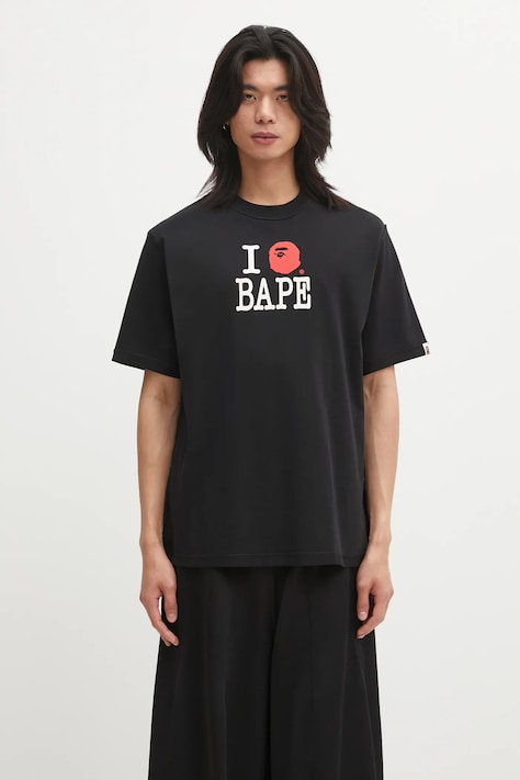 A Bathing Ape t-shirt bawełniany BAPE Logo Inside Out męski kolor czarny z nadrukiem 1L30109352