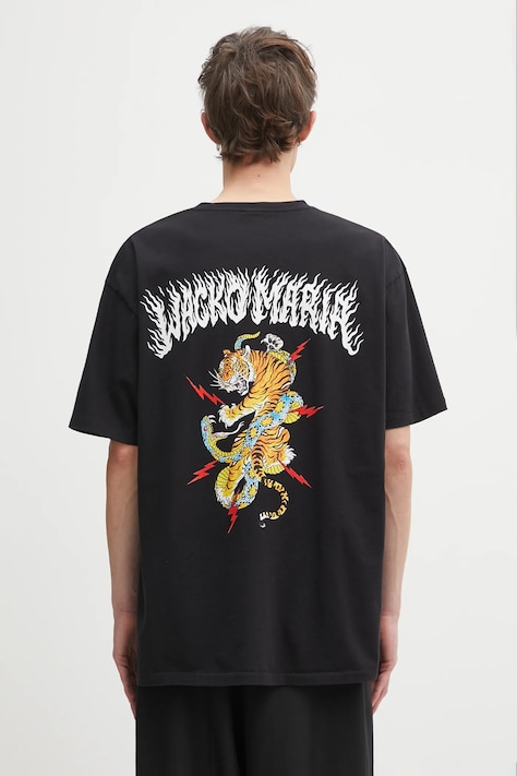 Wacko Maria t-shirt bawełniany męski kolor czarny z nadrukiem 25FW-WMT-WT04