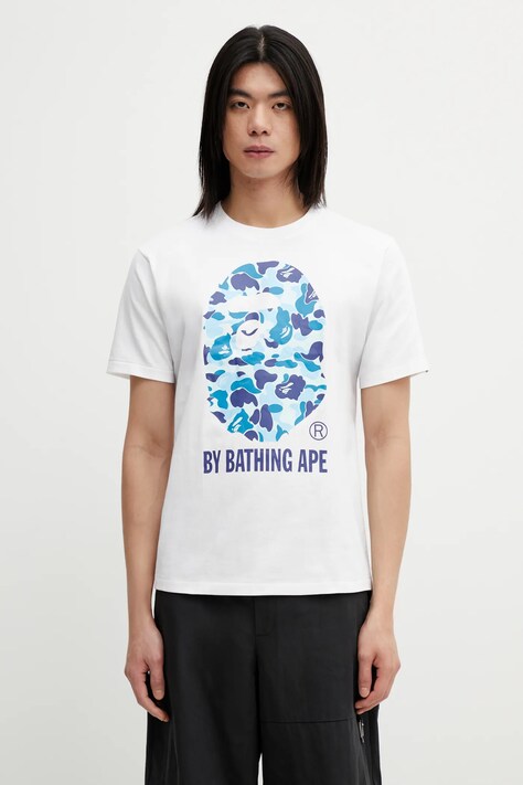 A Bathing Ape t-shirt bawełniany abc camo by bathing ape tee m męski kolor biały z nadrukiem 001TEL301007M