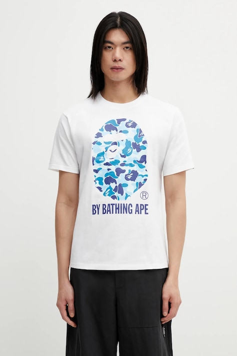A Bathing Ape t-shirt bawełniany abc camo by bathing ape tee m męski kolor biały z nadrukiem 001TEL301007M